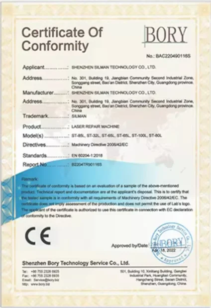 Certificate Of Conformity BORY CE